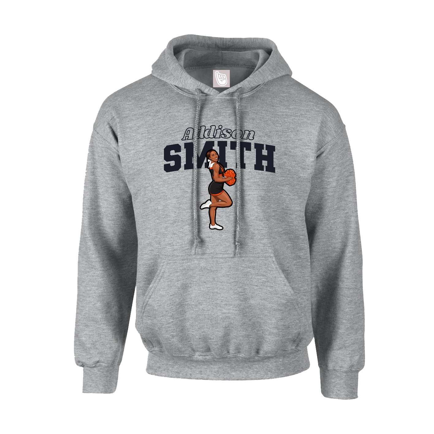 Youth Hoodie — Name Arch in Grey