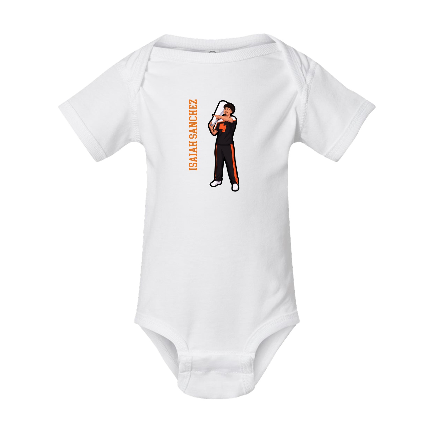 Baby Onesie — Name Vertical in White