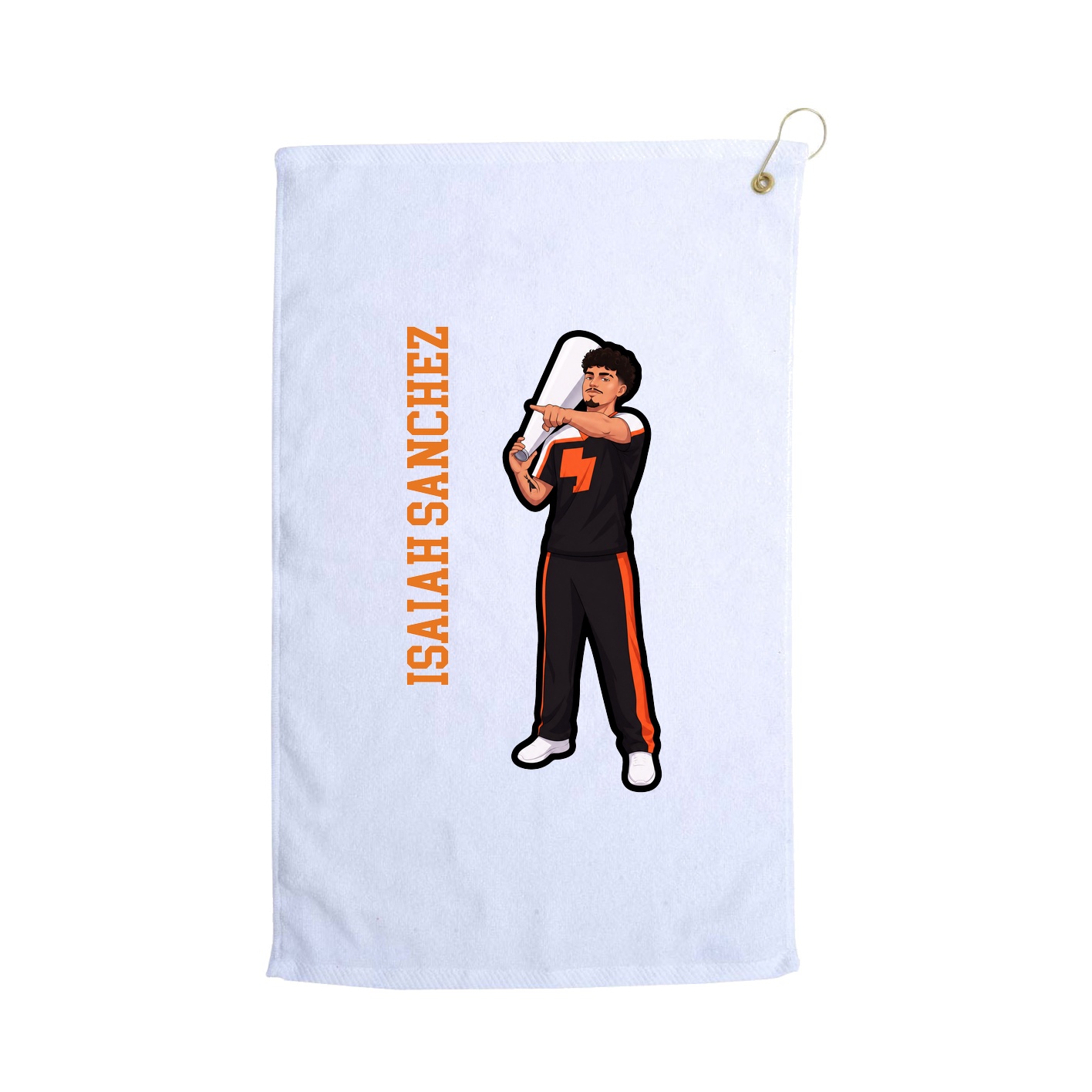 Golf Towel — Name Vertical in White