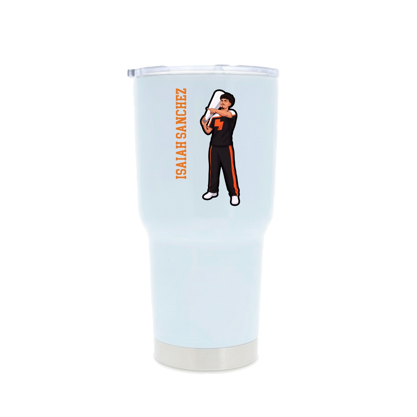 30oz Stainless Steel Tumbler — Name Vertical in White