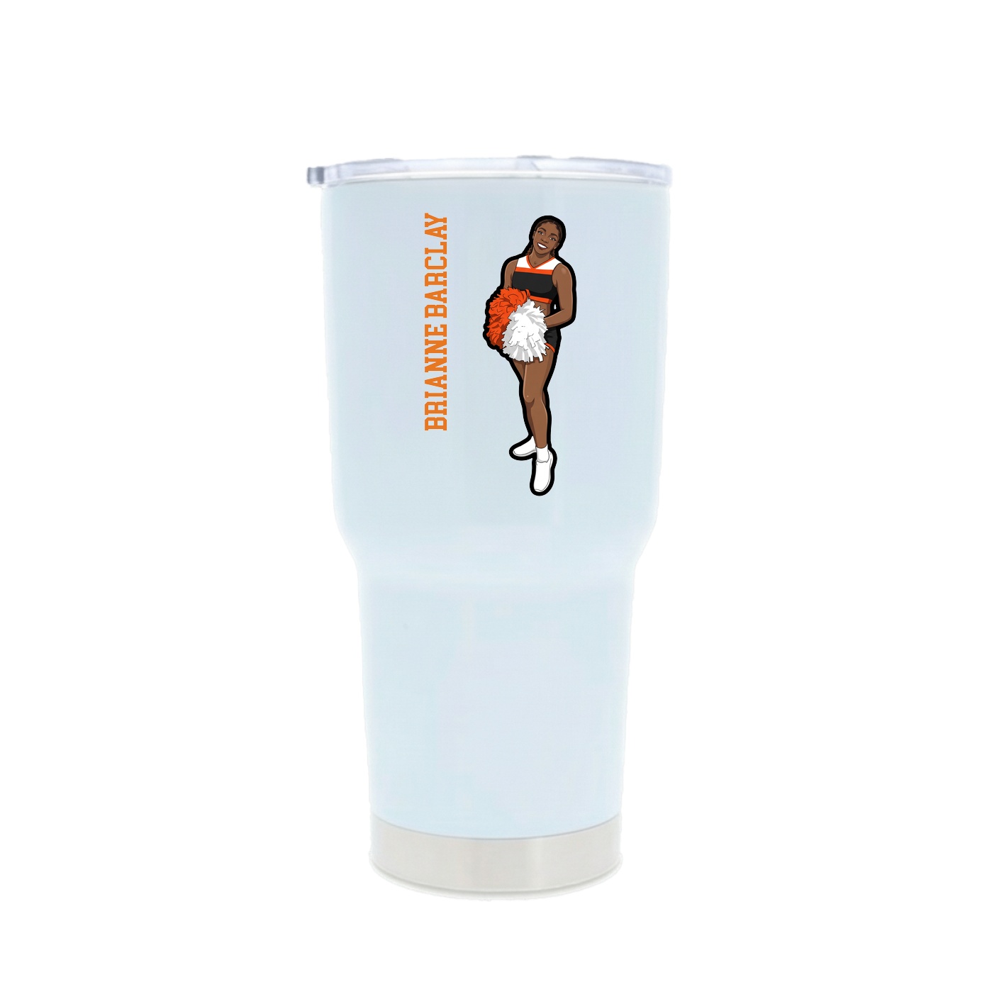 30oz Stainless Steel Tumbler — Name Vertical in White