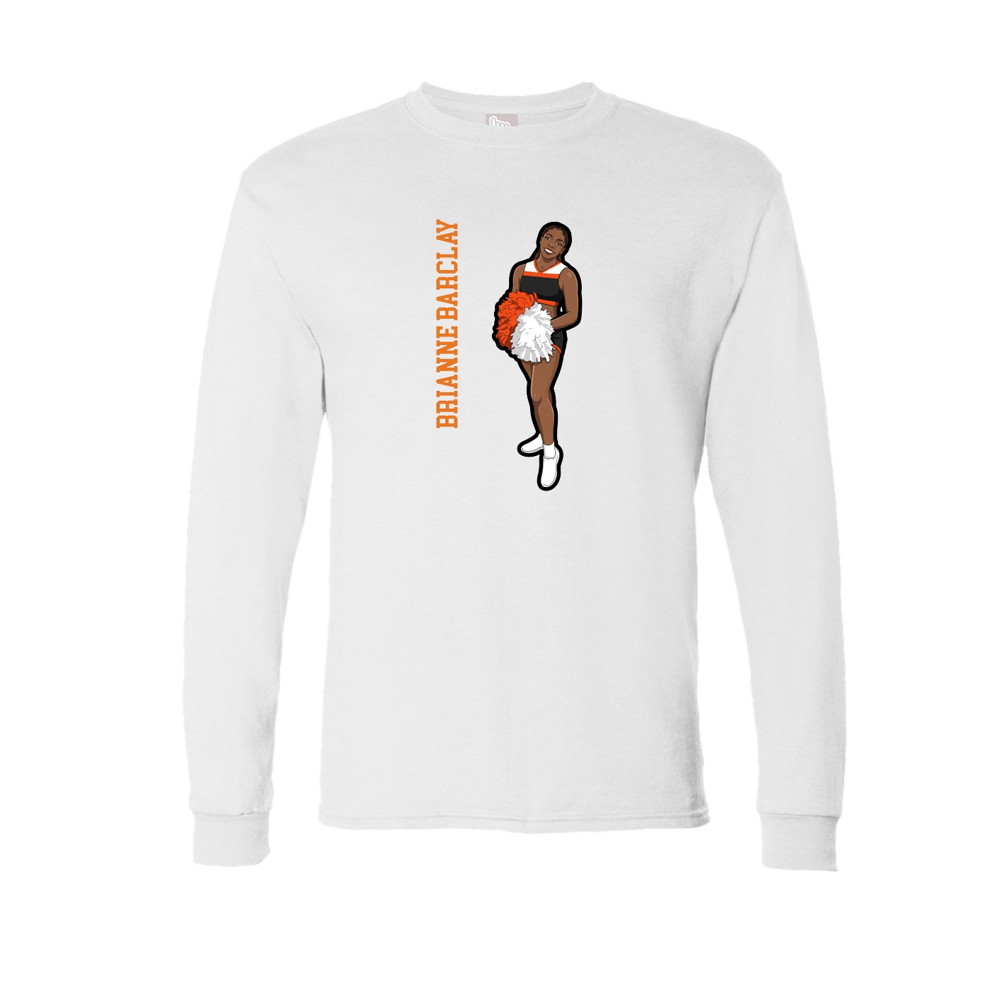 Long Sleeve Tee — Name Vertical in White