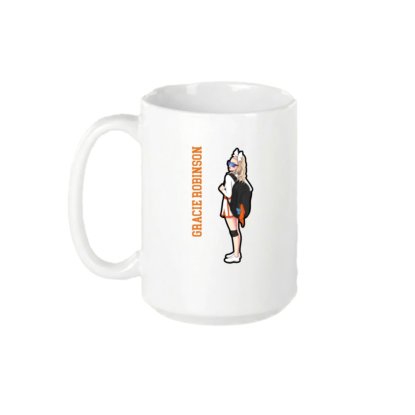 15oz Coffee Mug — Name Vertical in White