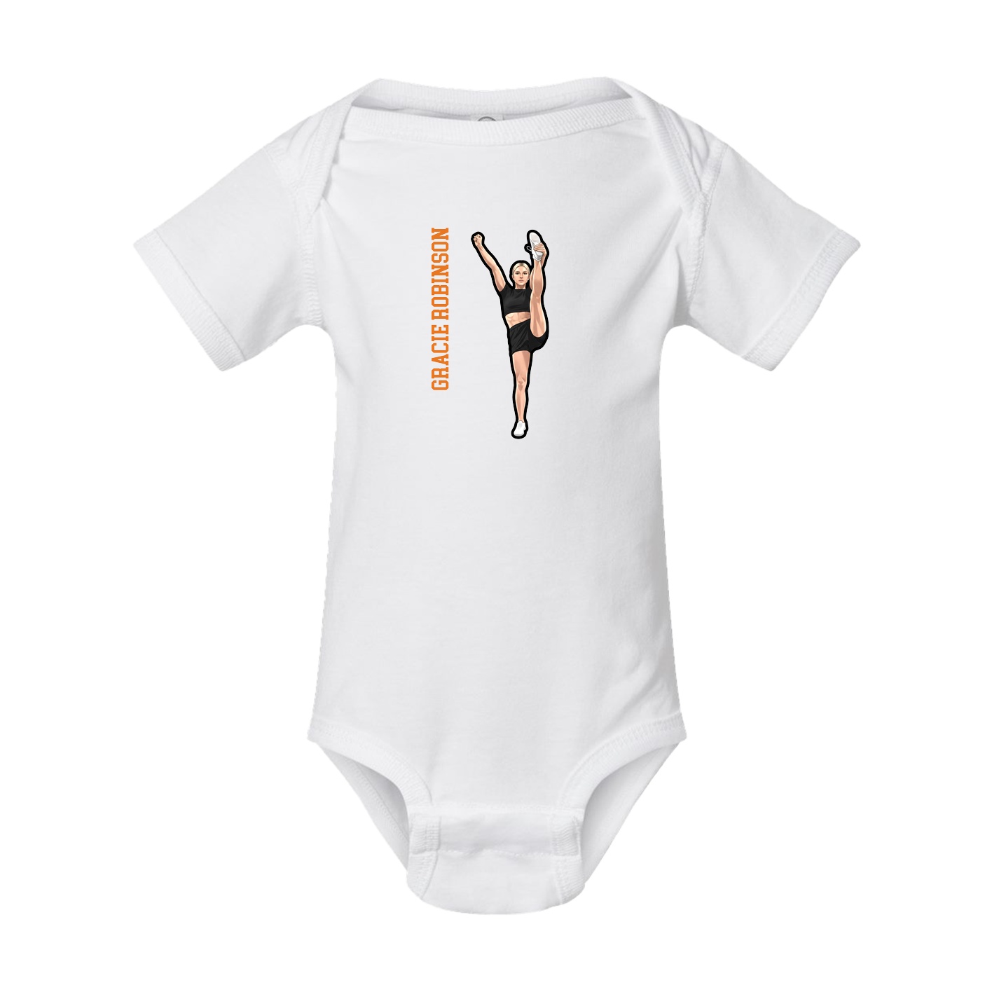 Baby Onesie — Name Vertical in White