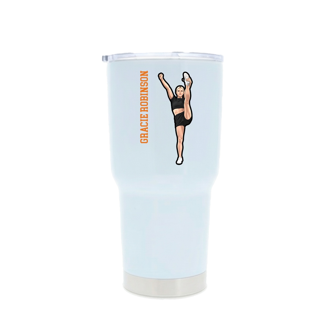 30oz Stainless Steel Tumbler — Name Vertical in White