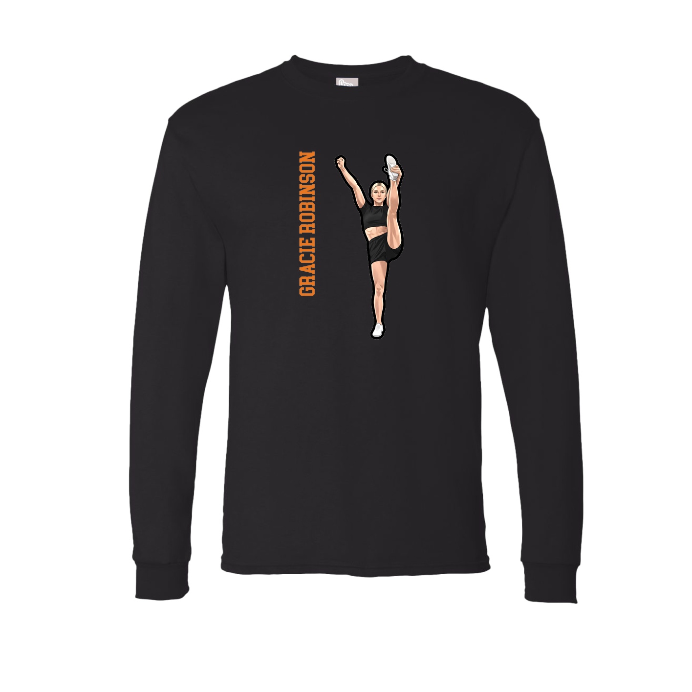 Long Sleeve Tee — Name Vertical in Black