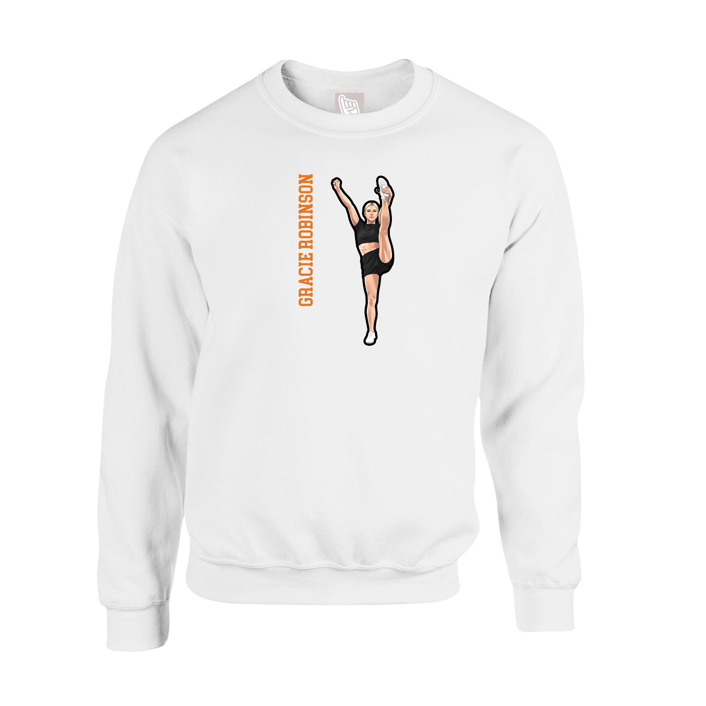 Fleece Crew — Name Vertical in White