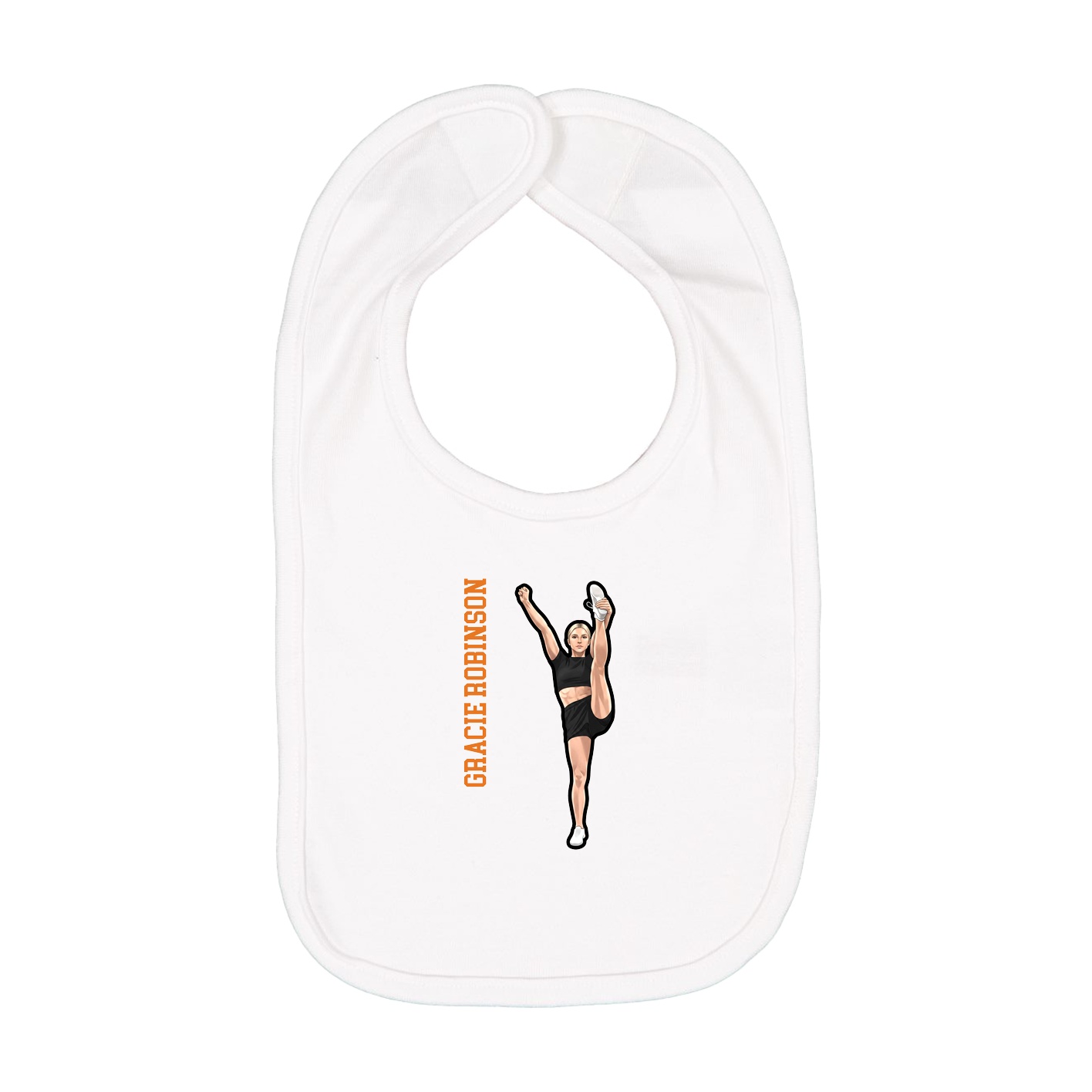 Infant Bib — Name Vertical in White