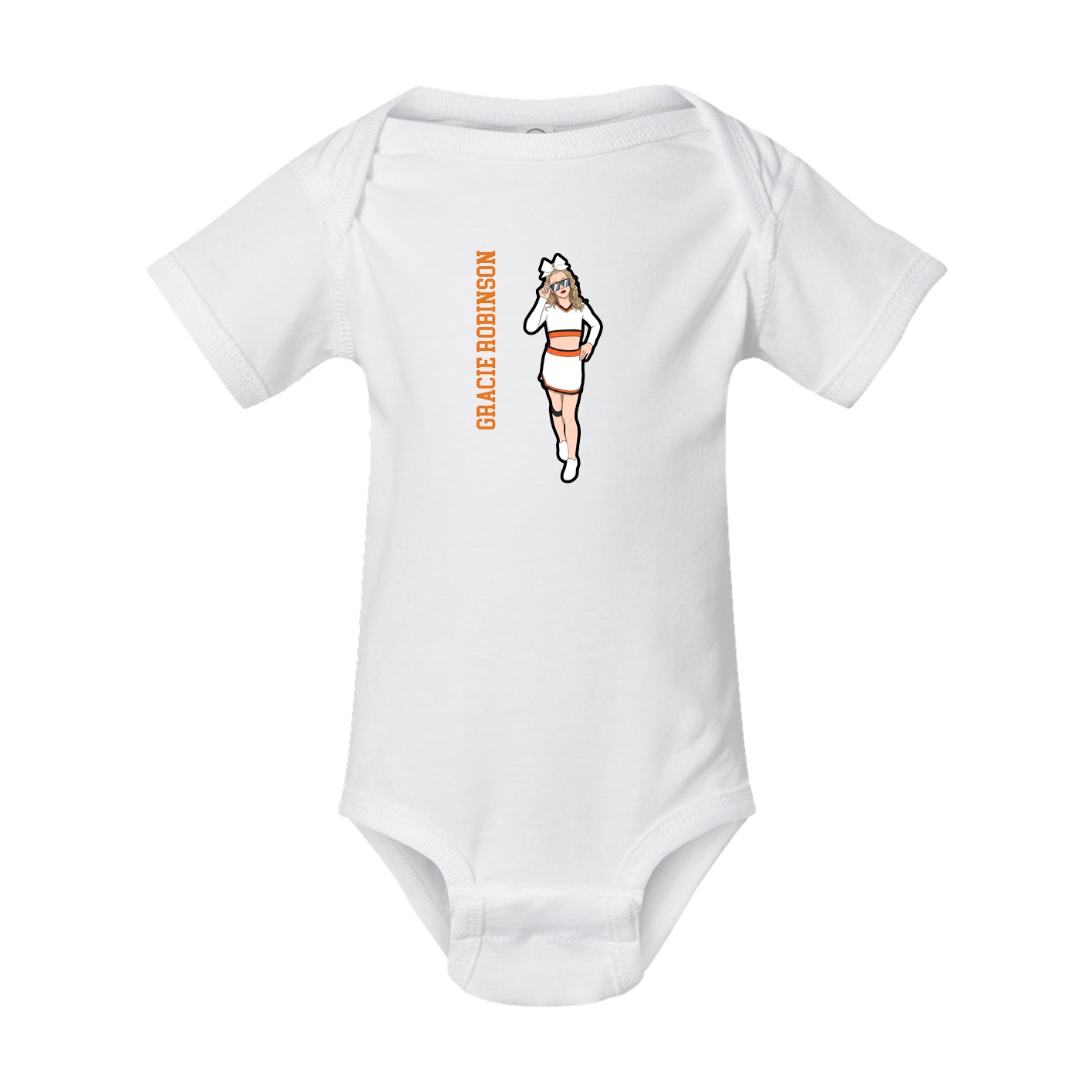 Baby Onesie — Name Vertical in White
