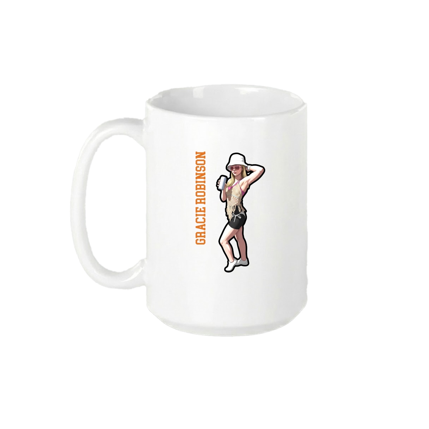 15oz Coffee Mug — Name Vertical in White