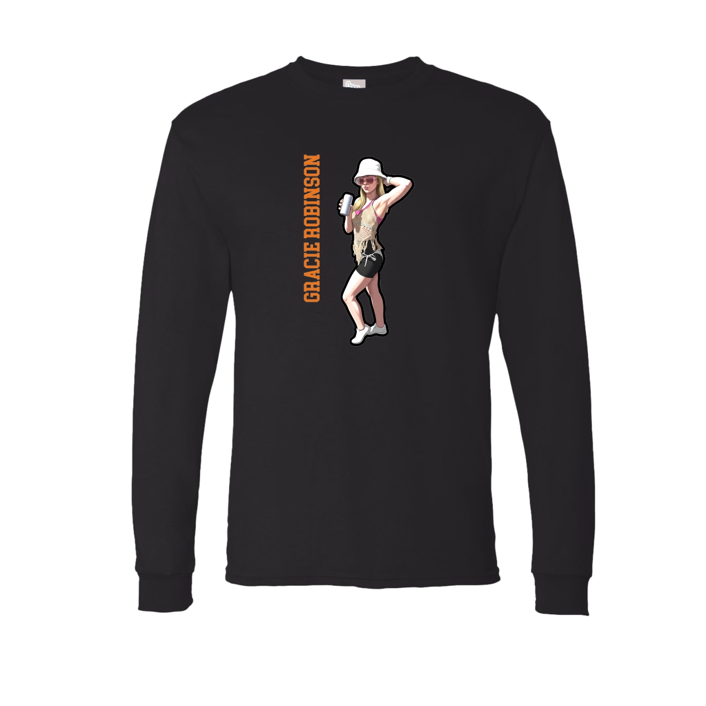 Long Sleeve Tee — Name Vertical in Black