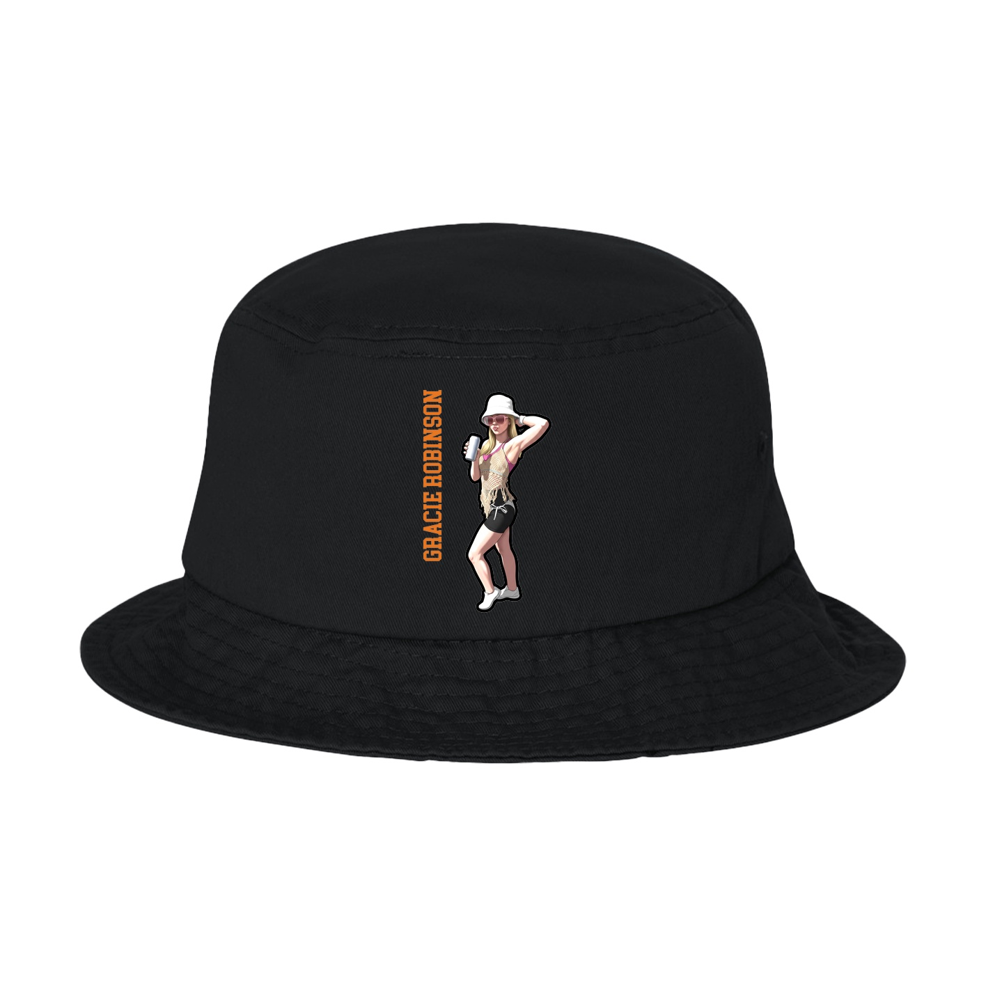 Bucket Cap — Name Vertical in Black