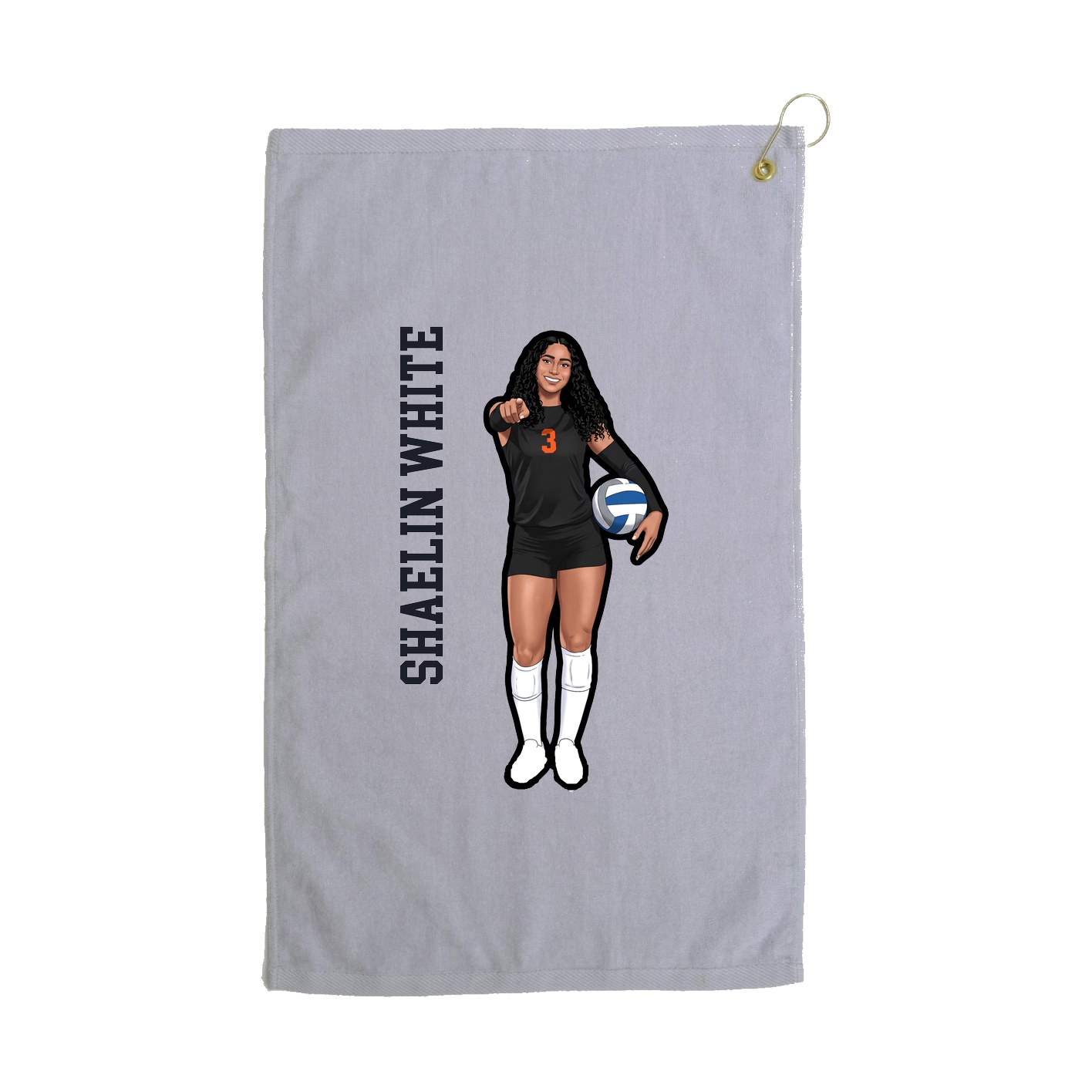 Golf Towel — Name Vertical in Grey