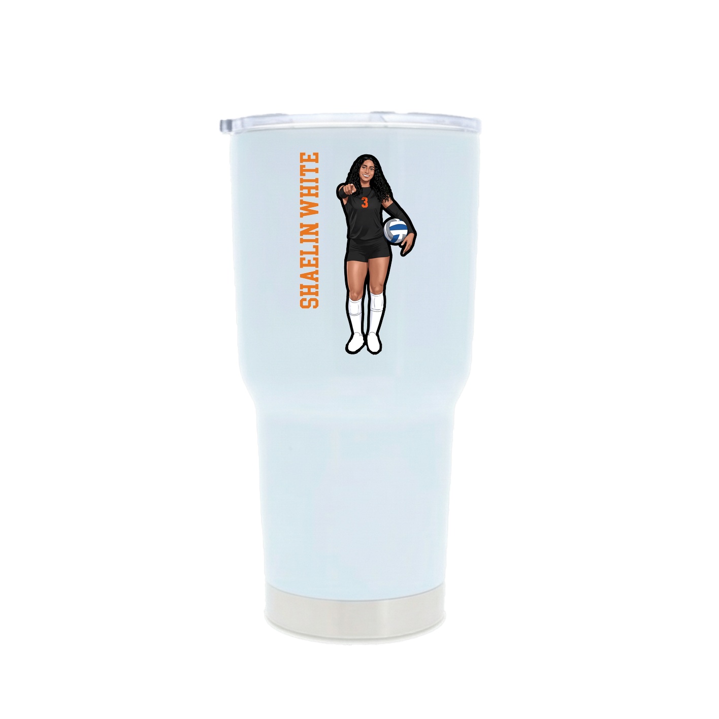 30oz Stainless Steel Tumbler — Name Vertical in White