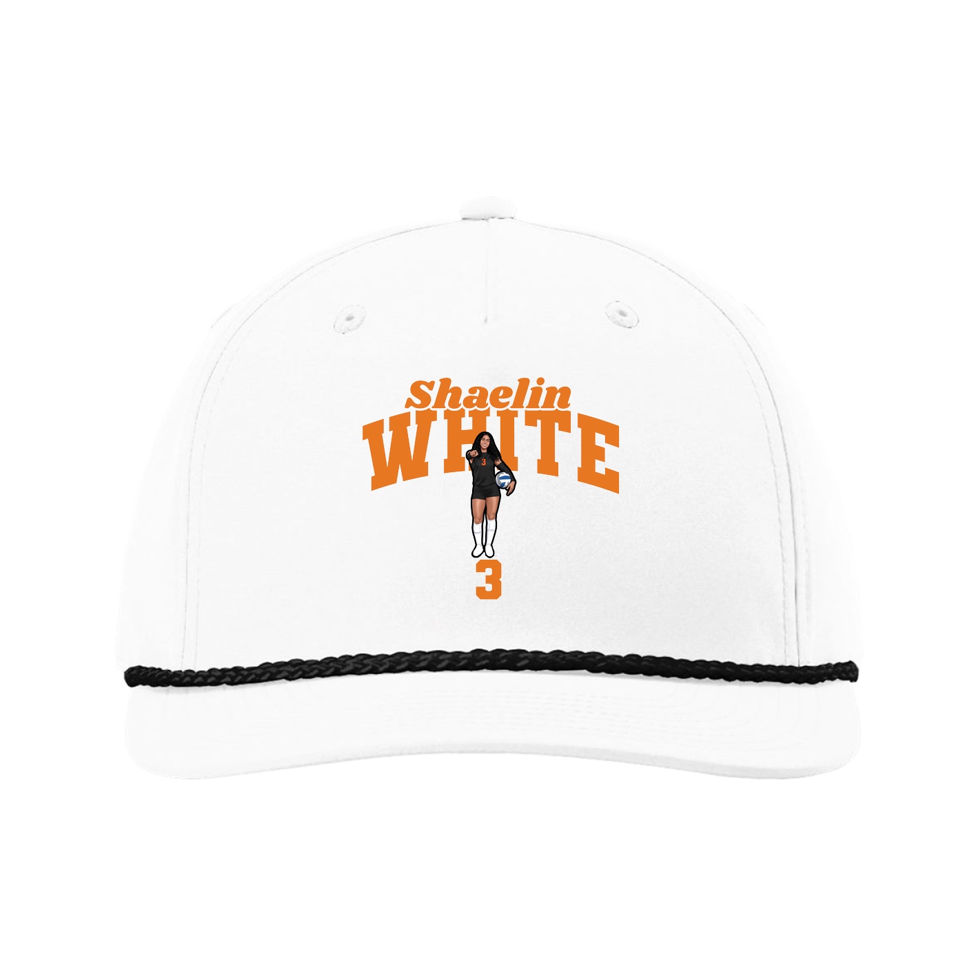 Five-Panel Classic Rope Cap — Signature Arch in White