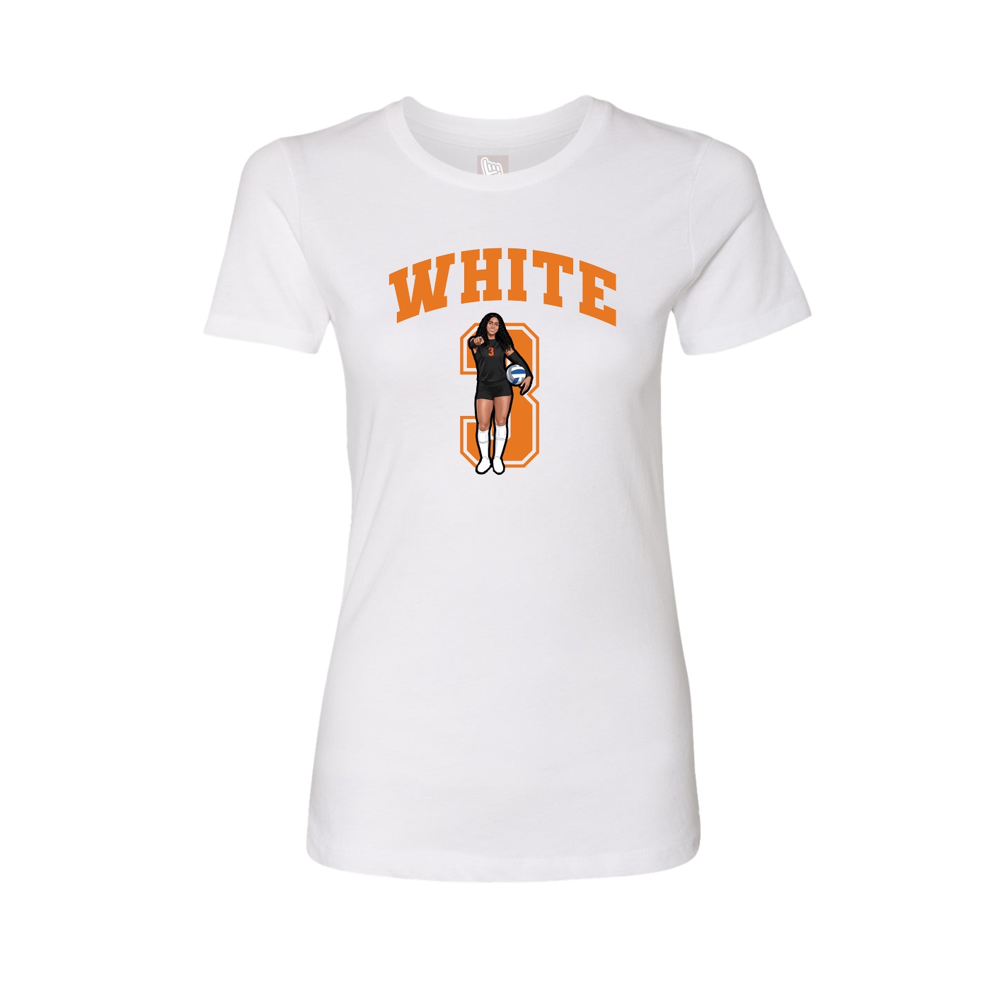 Fitted Women's Tee — Number in White