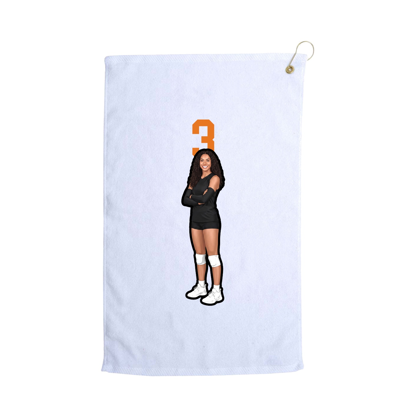Golf Towel — Number Top in White