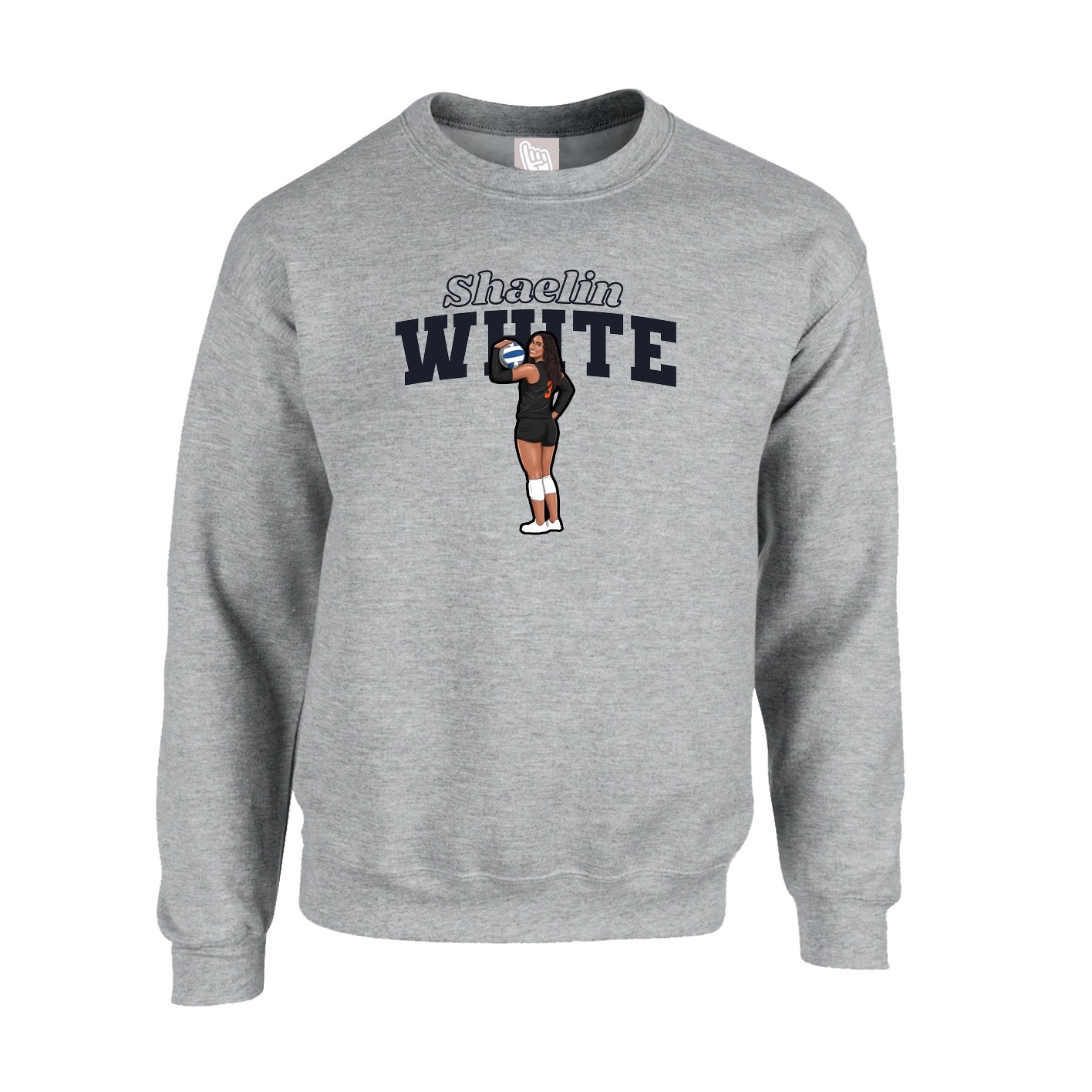 Fleece Crew — Name Arch in Grey