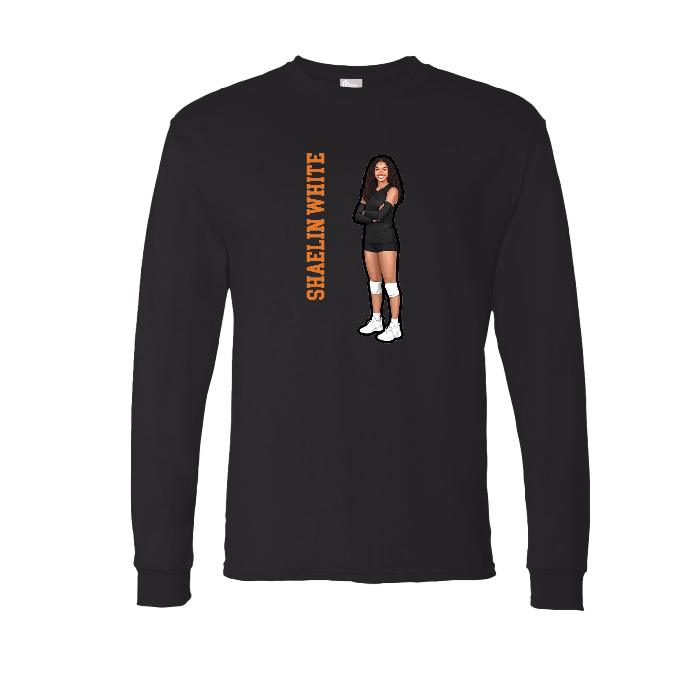 Long Sleeve Tee — Name Vertical in Black