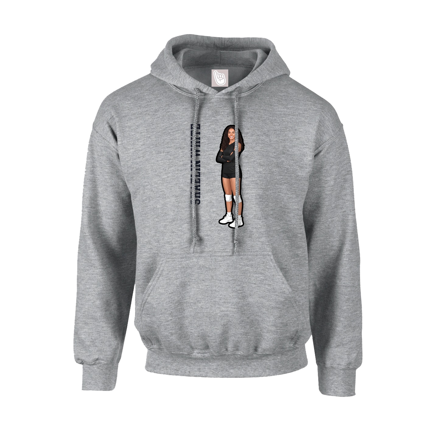 Youth Hoodie — Name Vertical in Grey