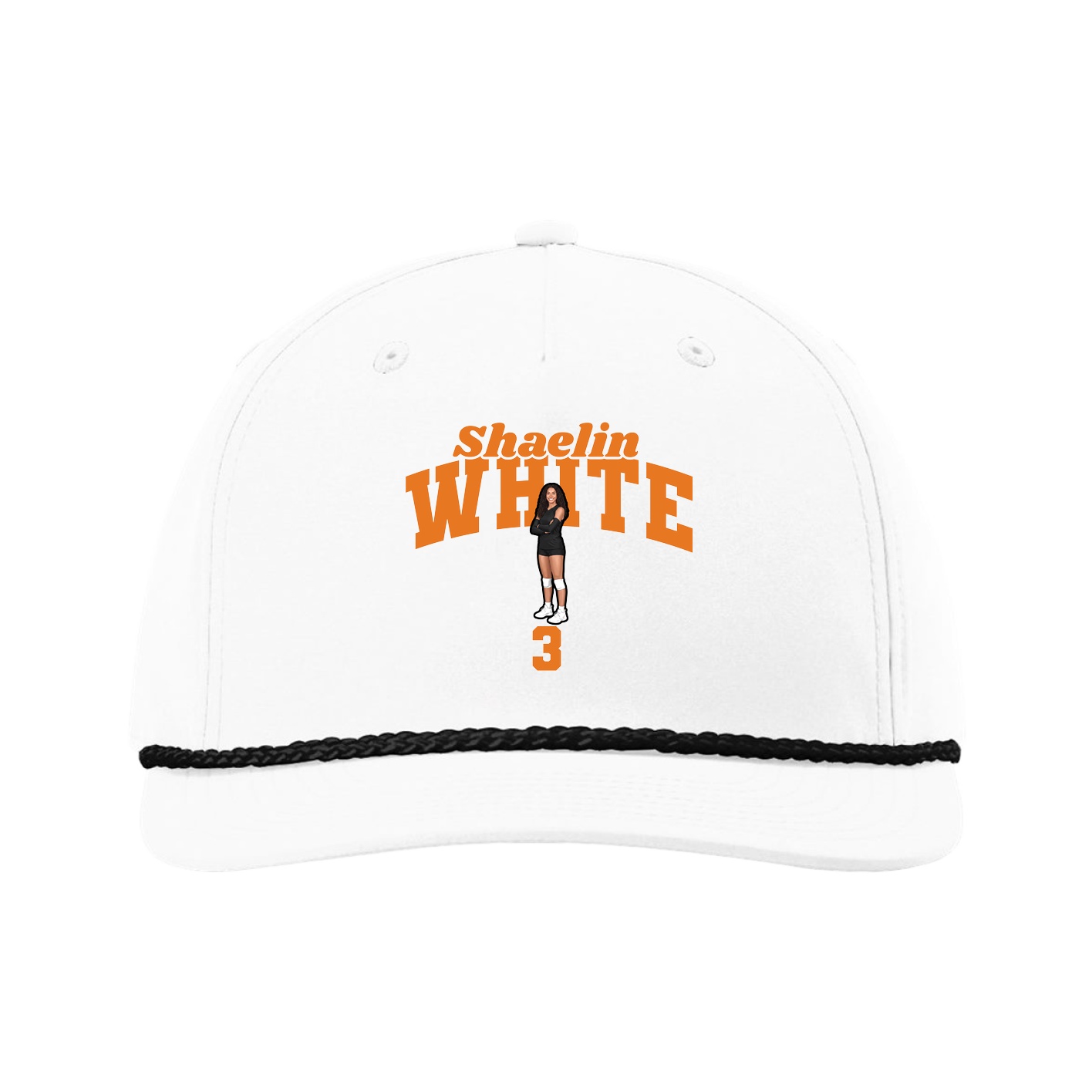 Five-Panel Classic Rope Cap — Signature Arch in White
