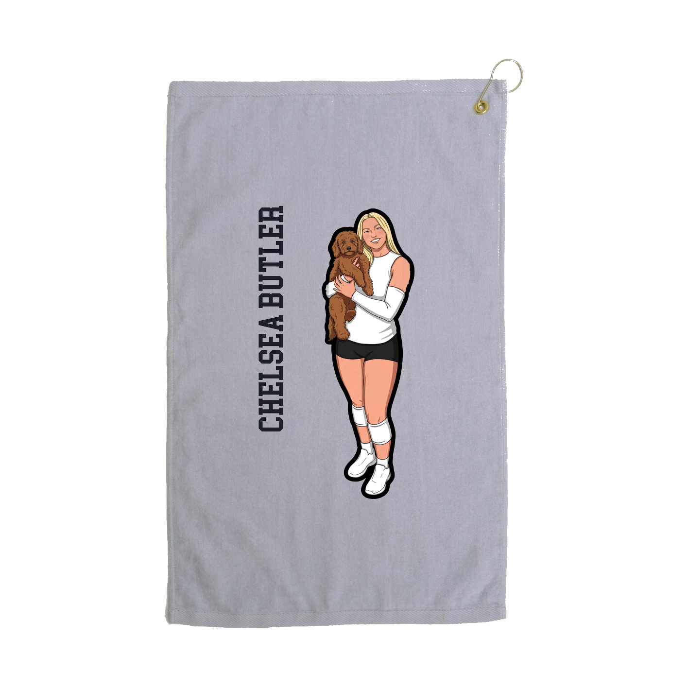 Golf Towel — Name Vertical in Grey