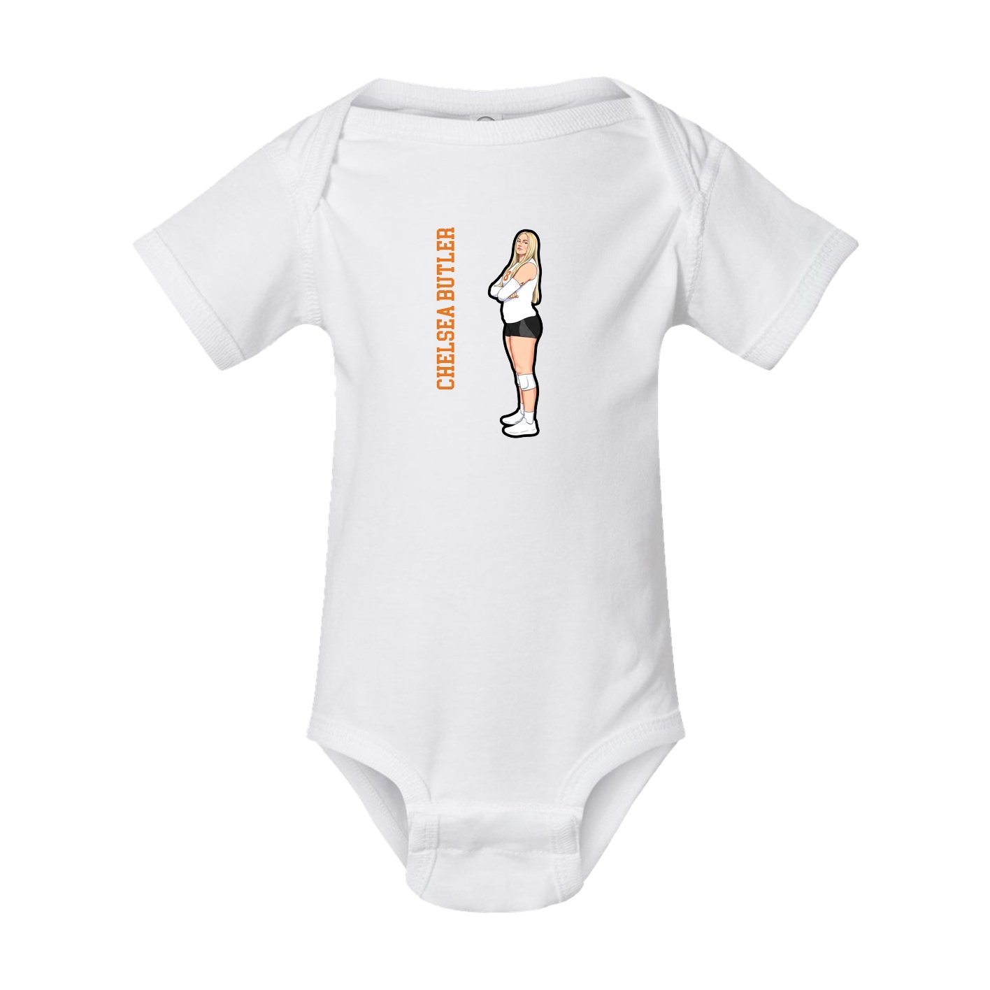 Baby Onesie — Name Vertical in White