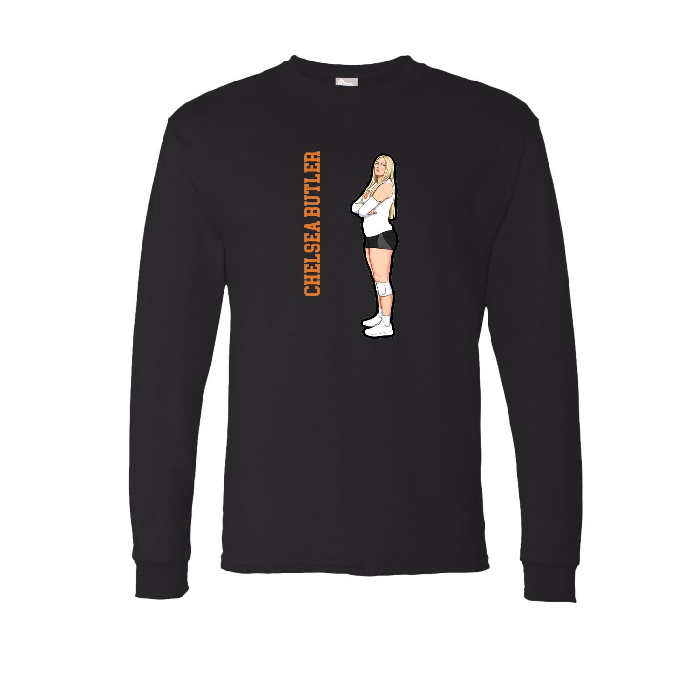 Long Sleeve Tee — Name Vertical in Black