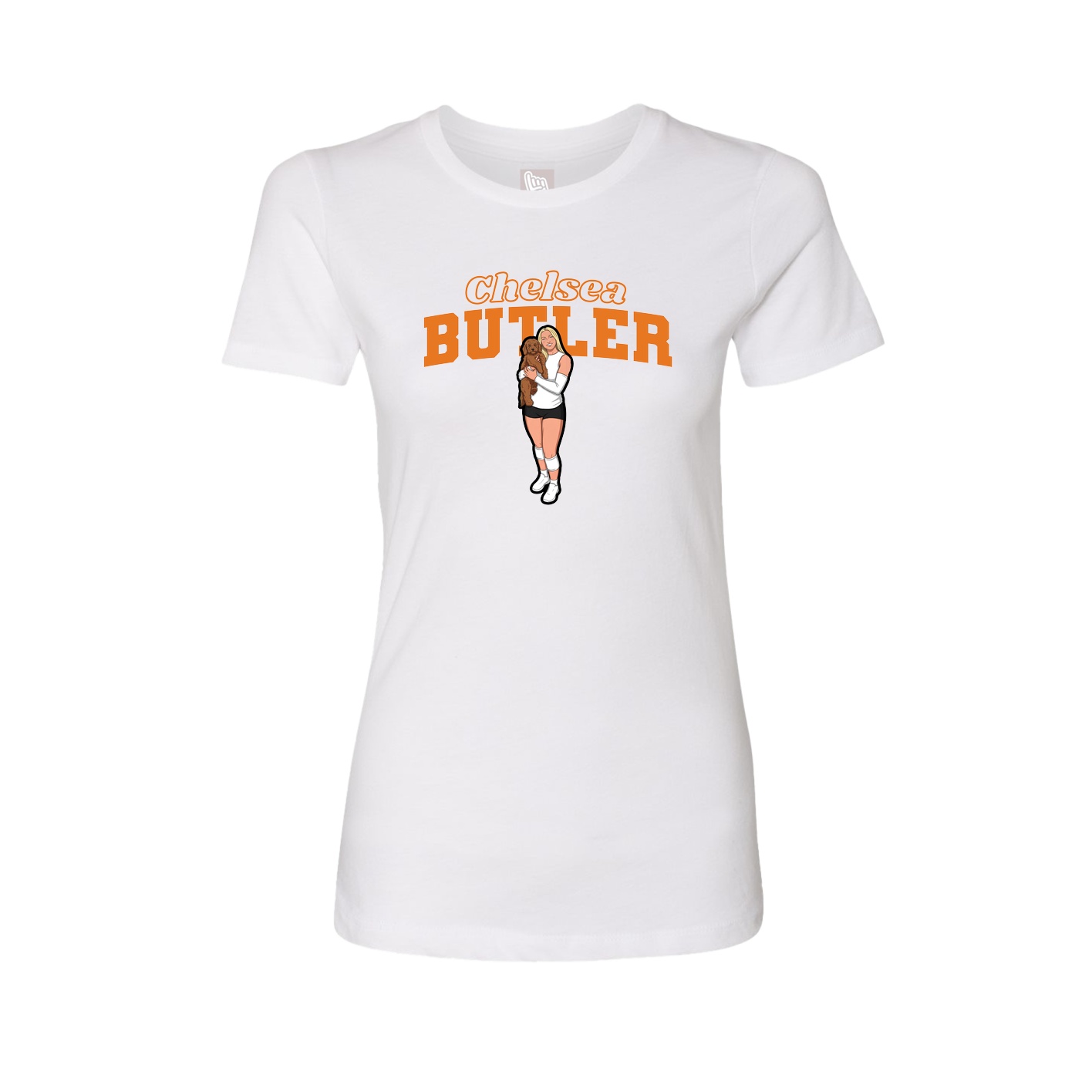 Fitted Women's Tee — Name Arch in White