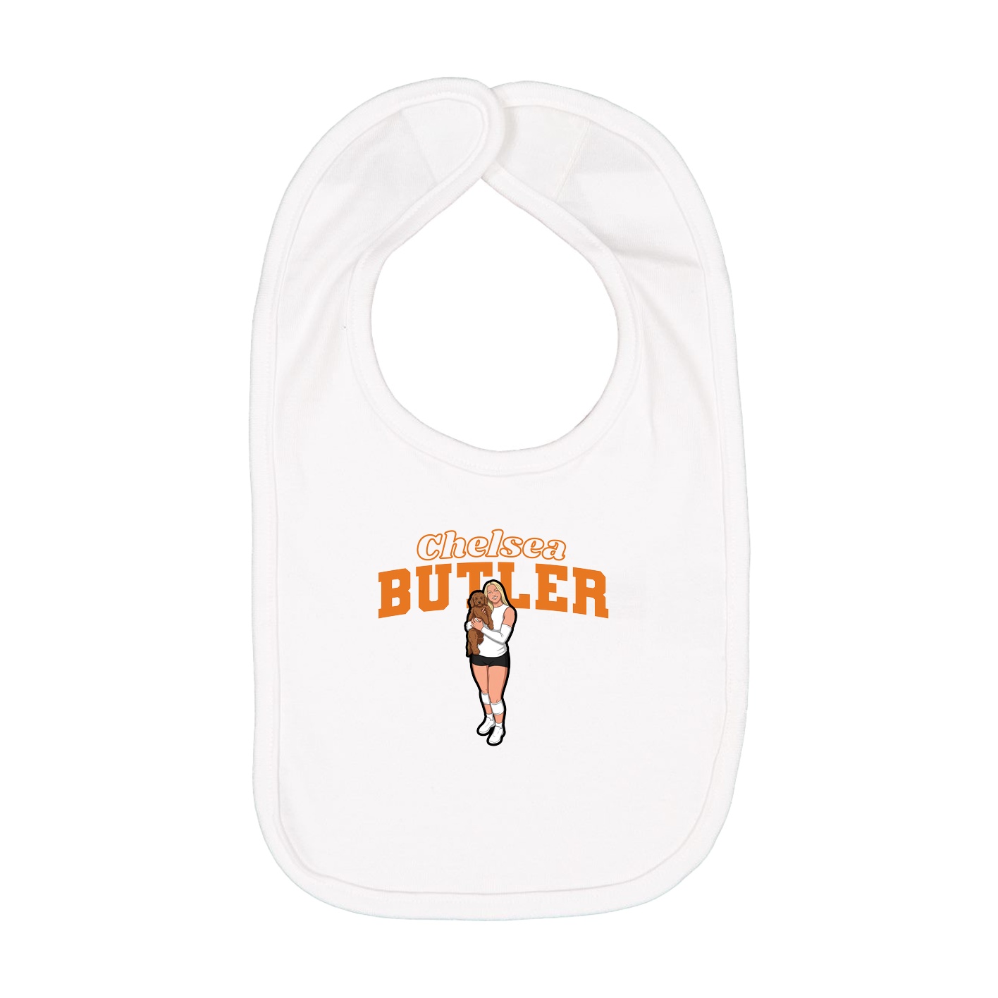 Infant Bib — Name Arch in White