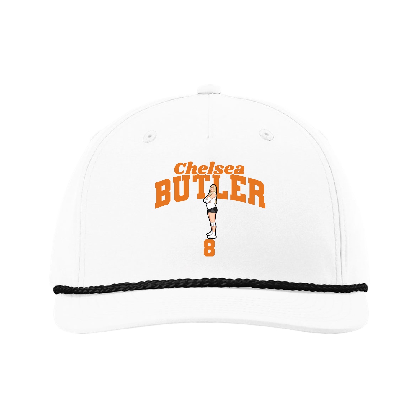 Five-Panel Classic Rope Cap — Signature Arch in White