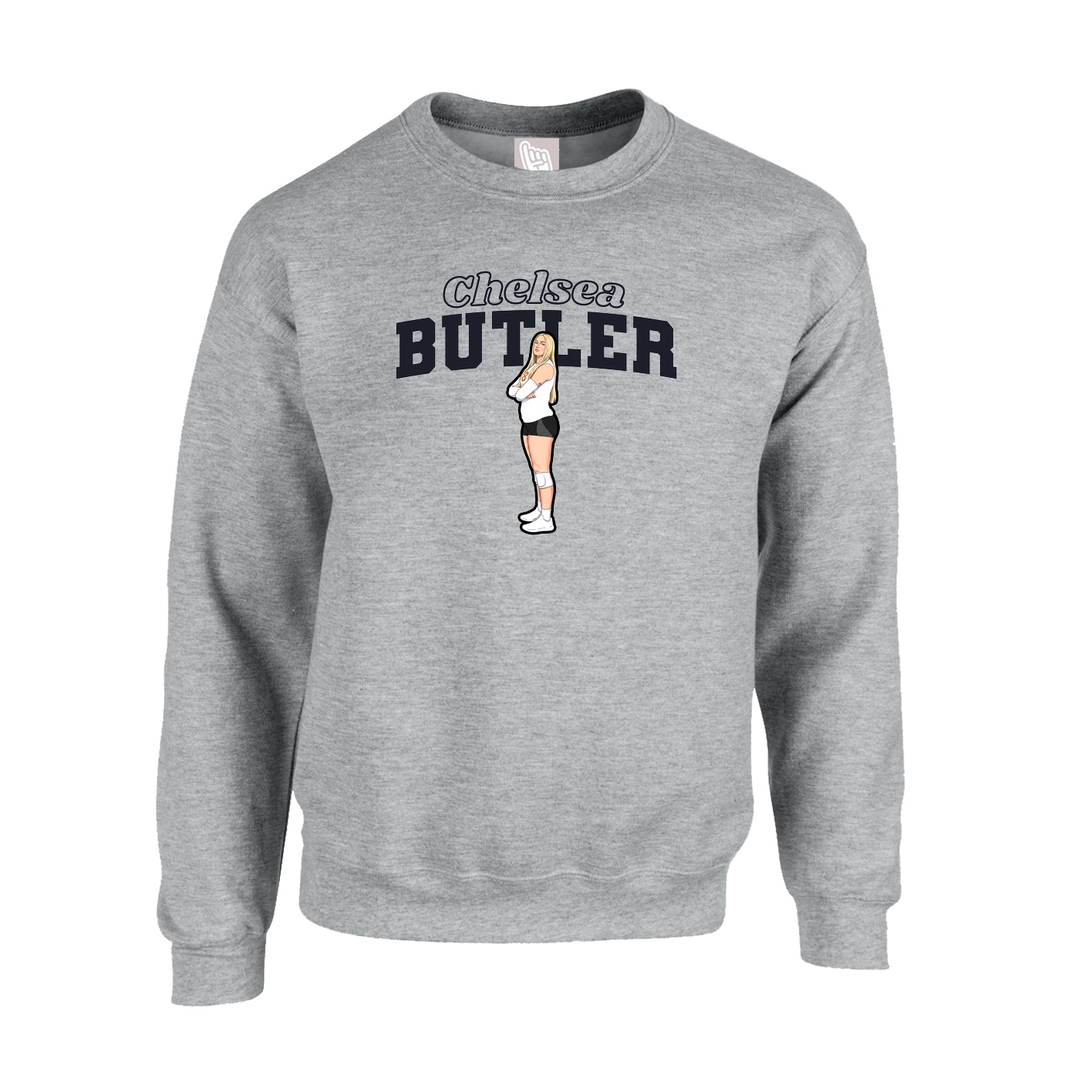 Fleece Crew — Name Arch in Grey