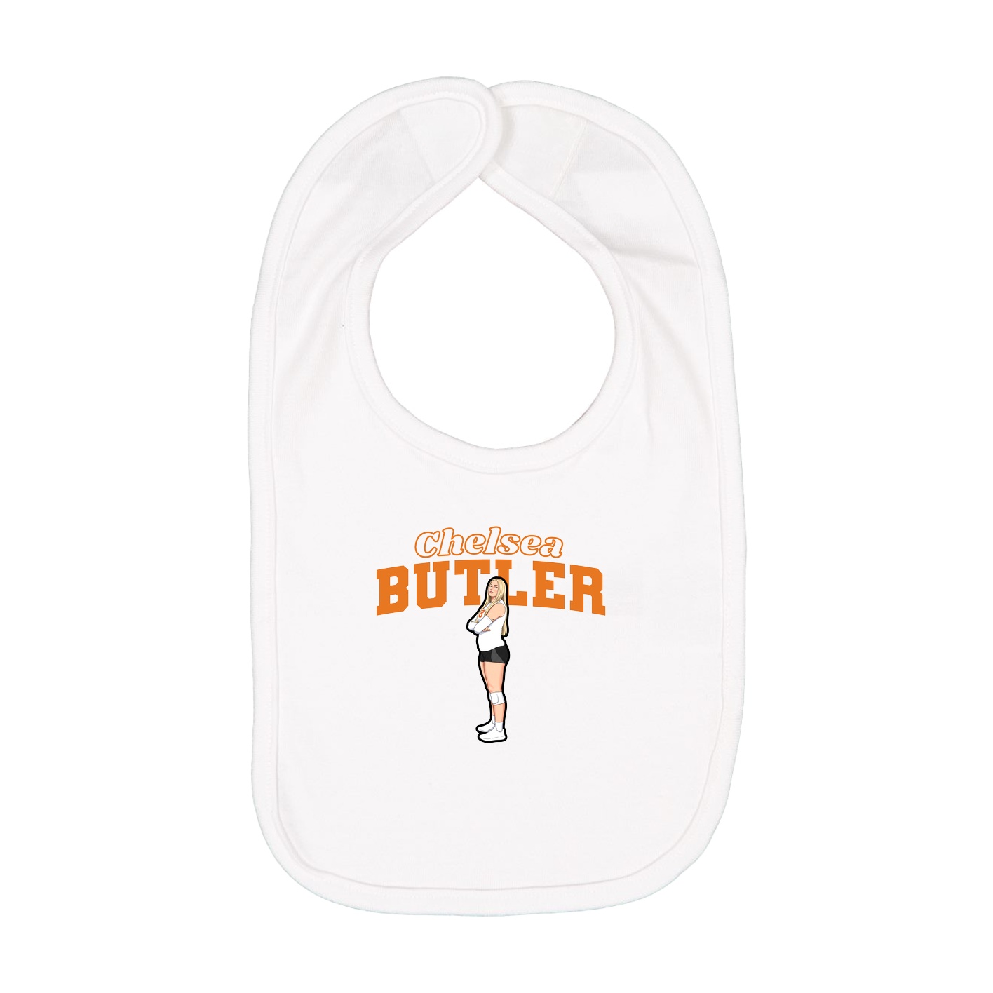 Infant Bib — Name Arch in White