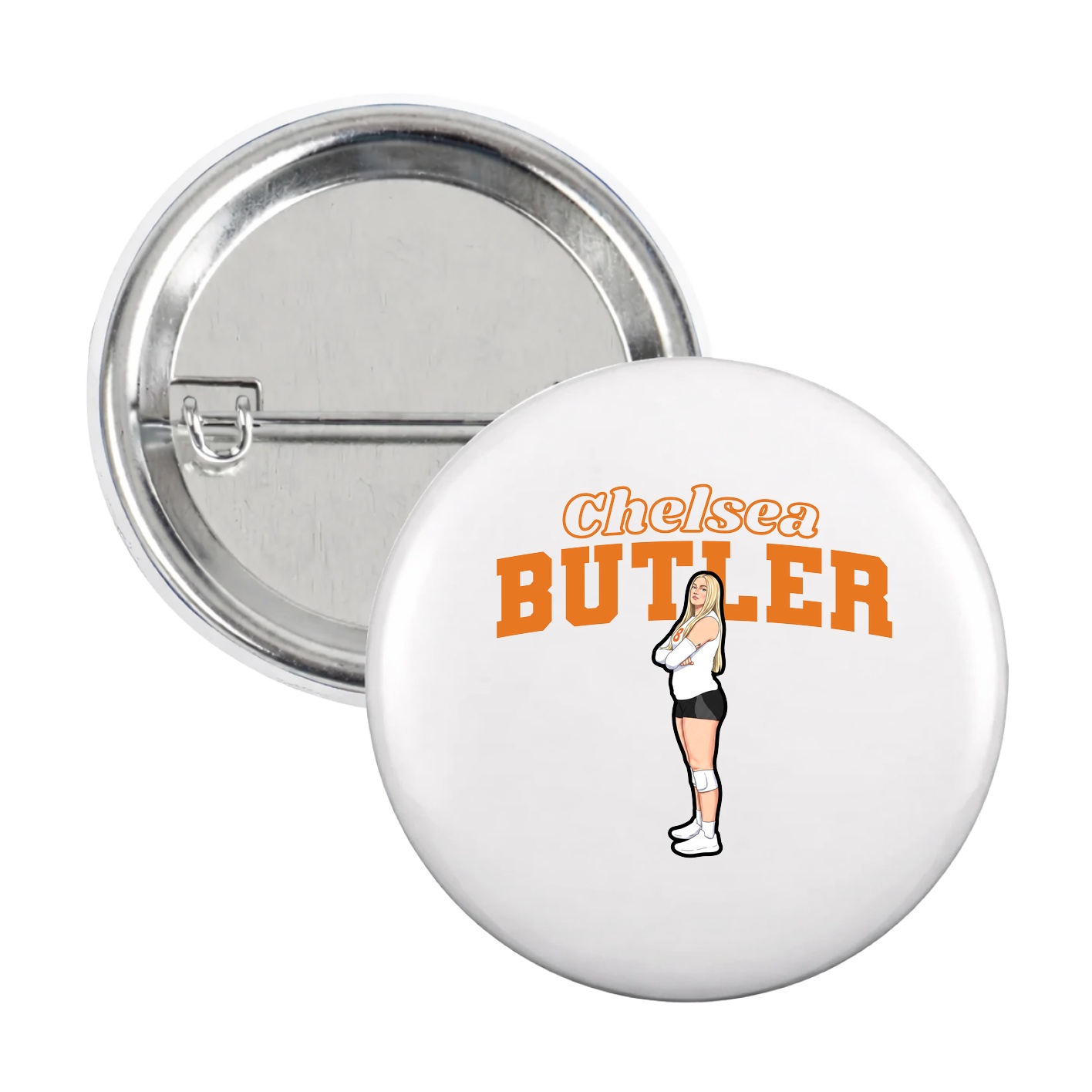 Game Day Button — Name Arch in White