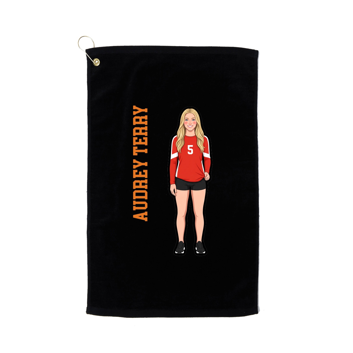 Golf Towel — Name Vertical in Black