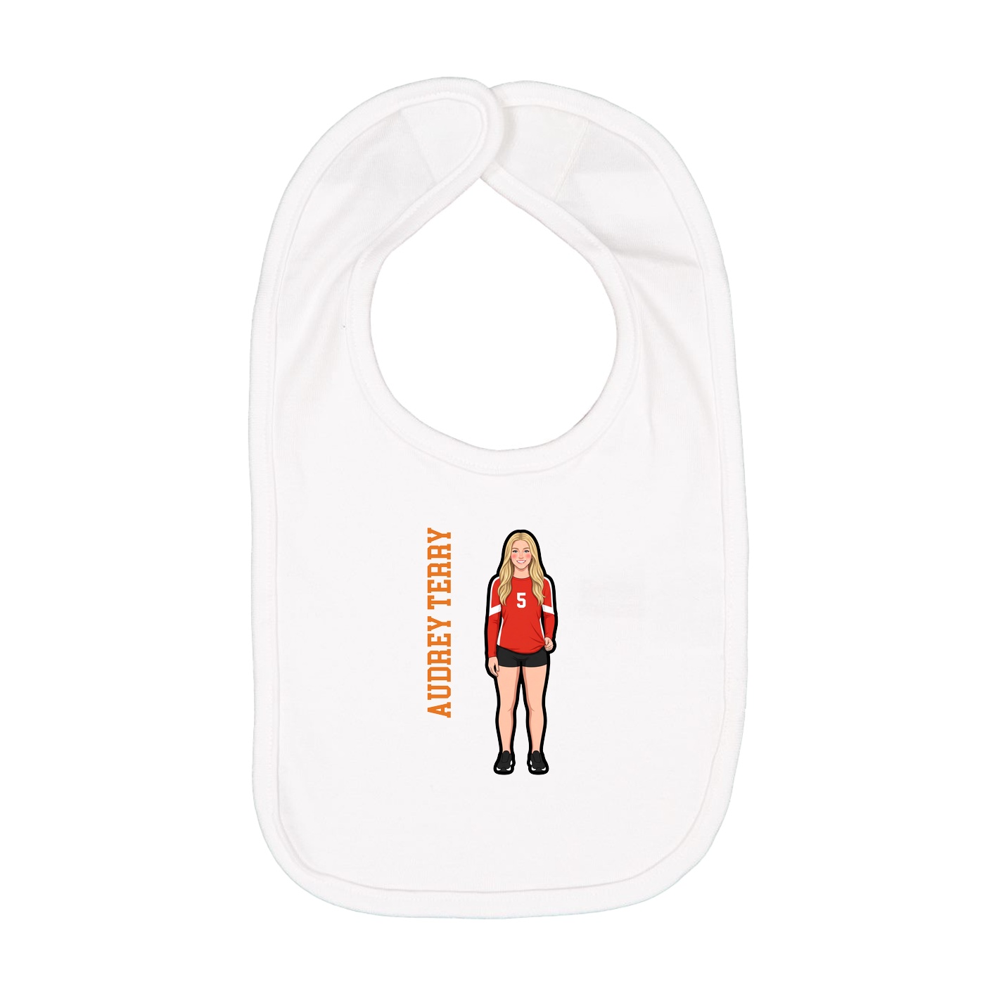 Infant Bib — Name Vertical in White