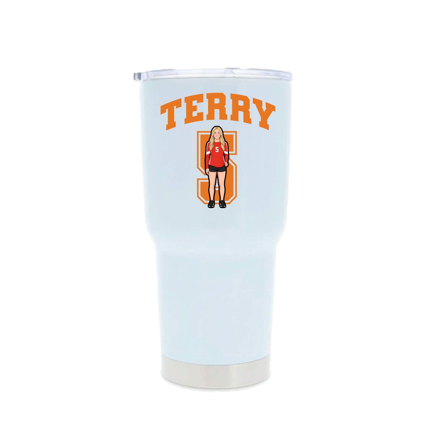 30oz Stainless Steel Tumbler — Number in White