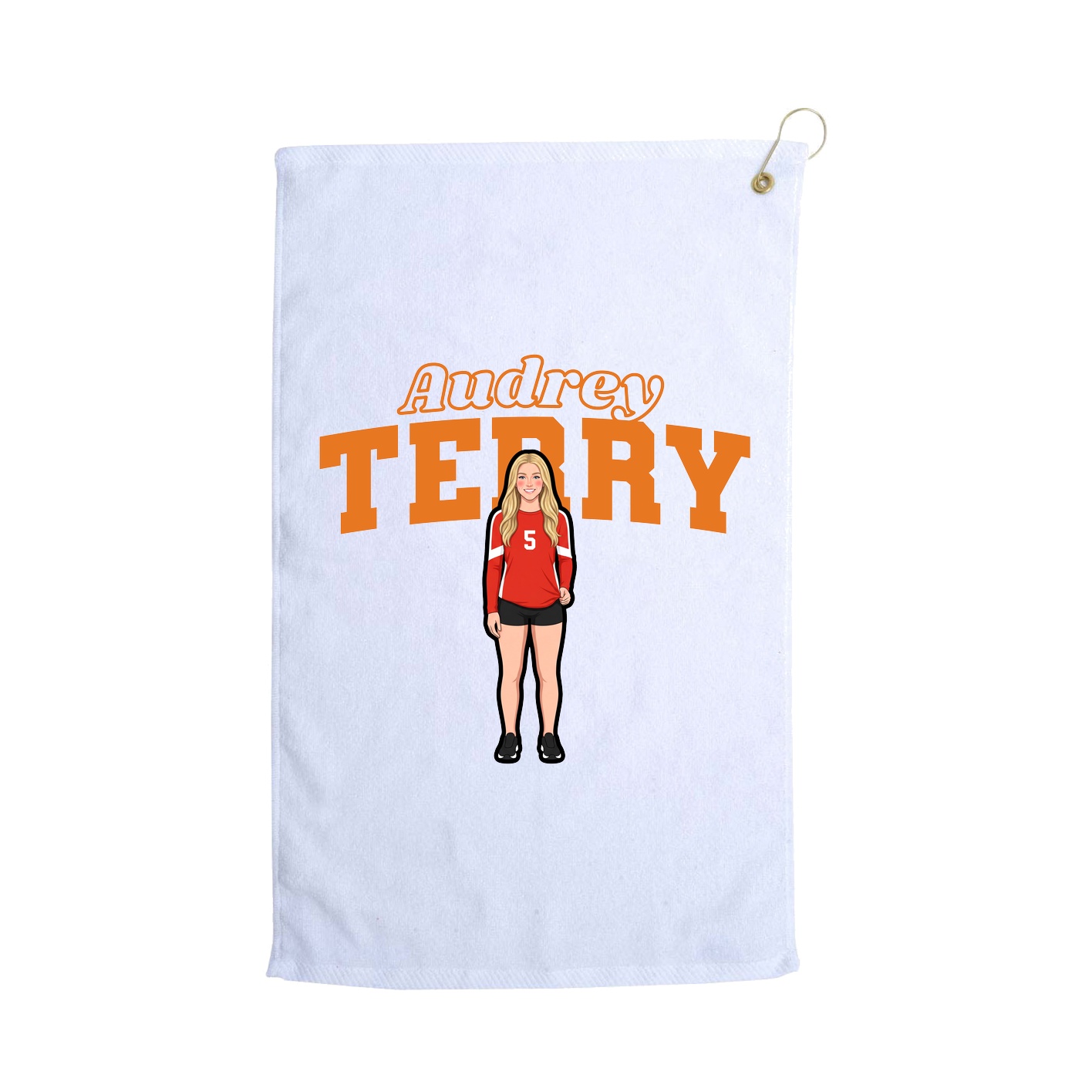 Golf Towel — Name Arch in White