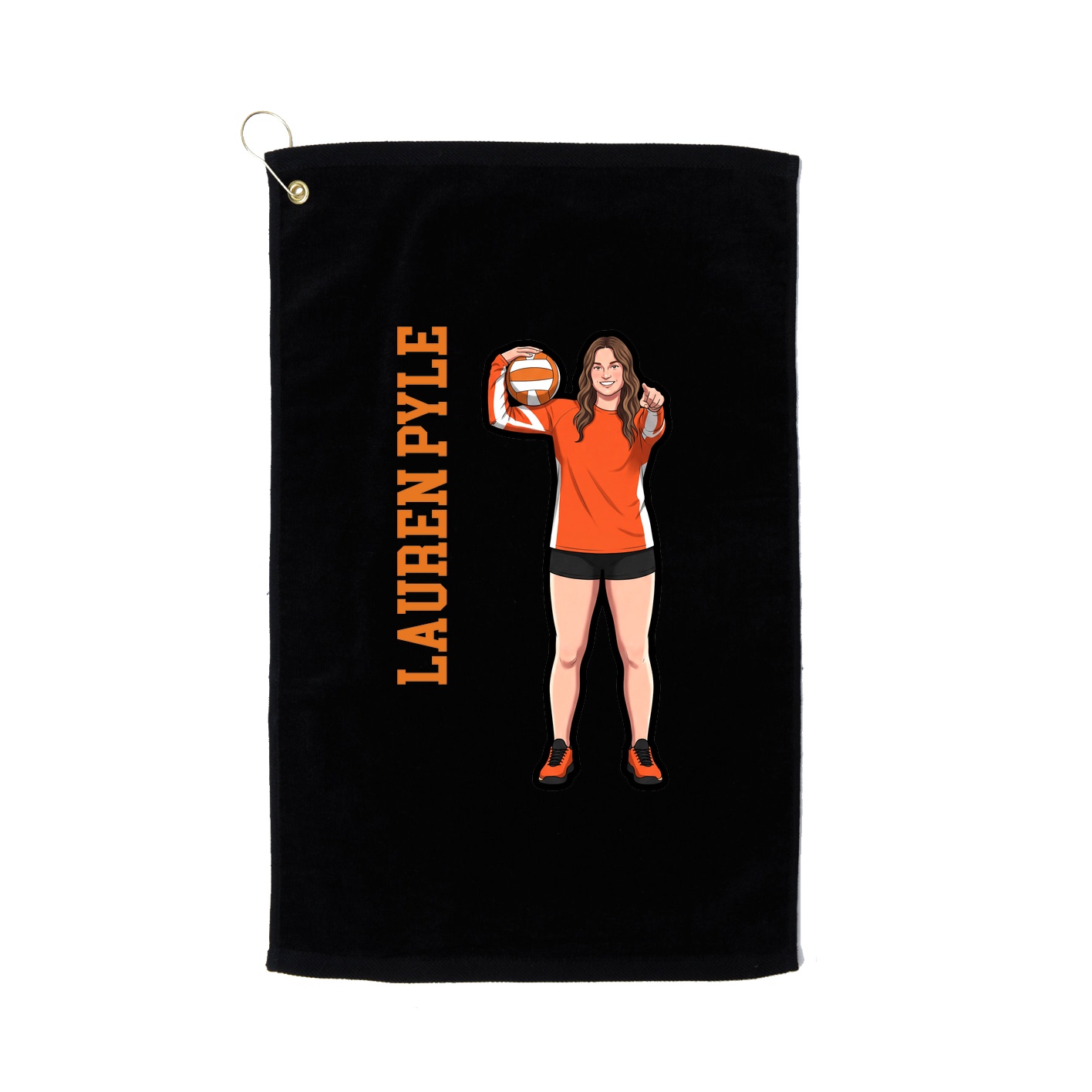 Golf Towel — Name Vertical in Black
