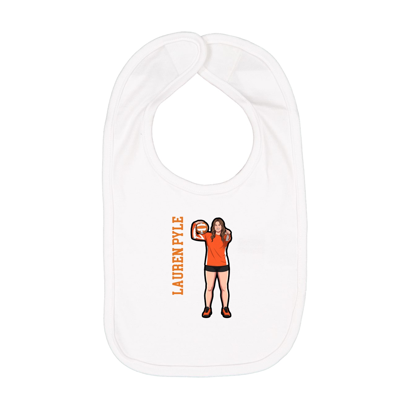 Infant Bib — Name Vertical in White