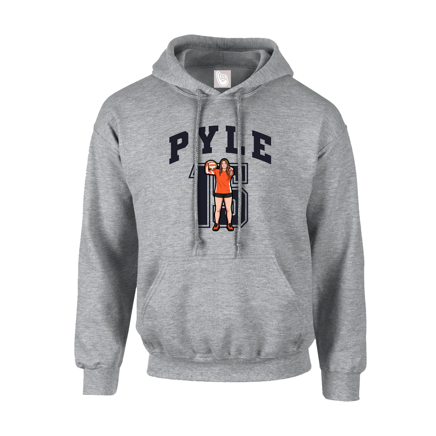 Youth Hoodie — Number in Grey