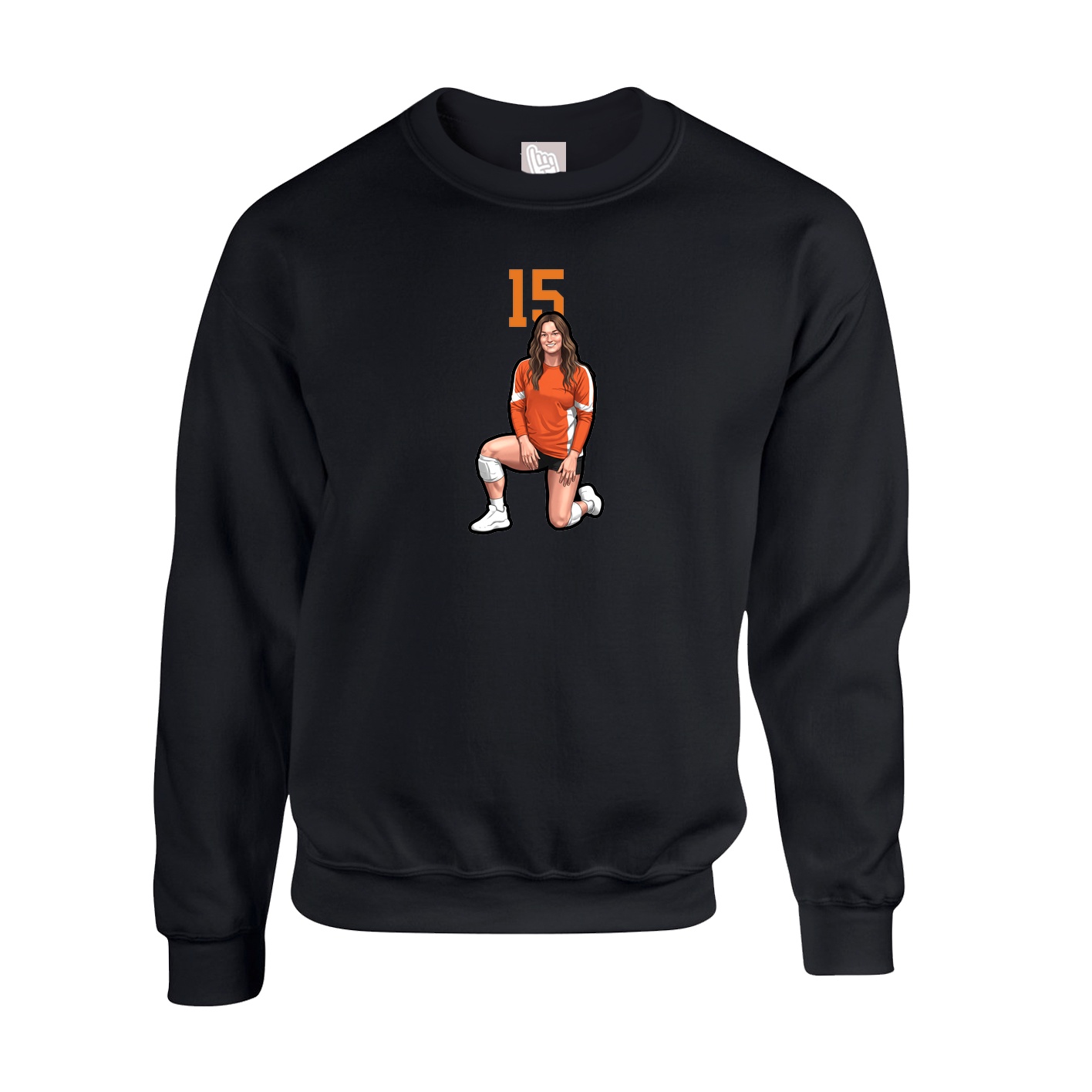 Fleece Crew — Number Top in Black