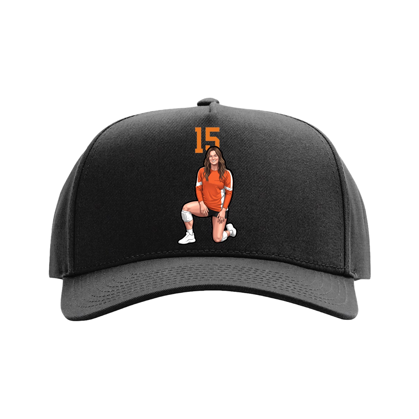 Full Fabric Five-Panel Champ Cap — Number Top in Black