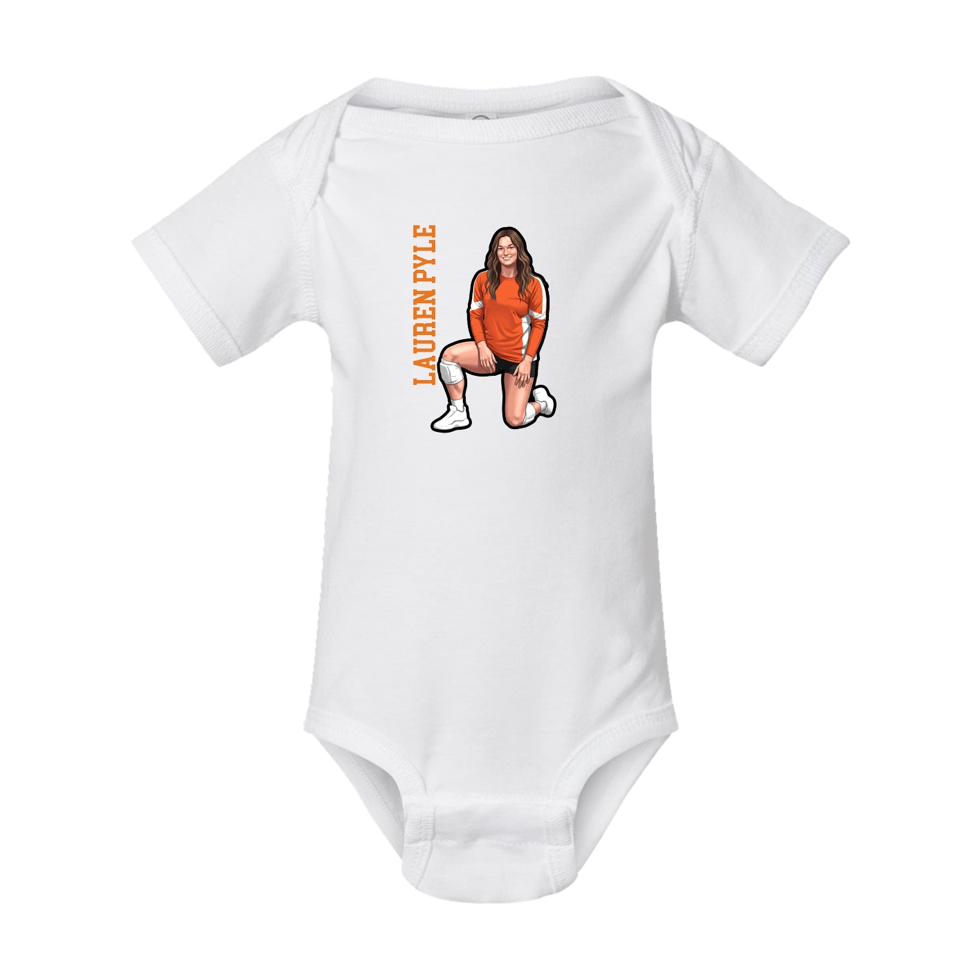 Baby Onesie — Name Vertical in White