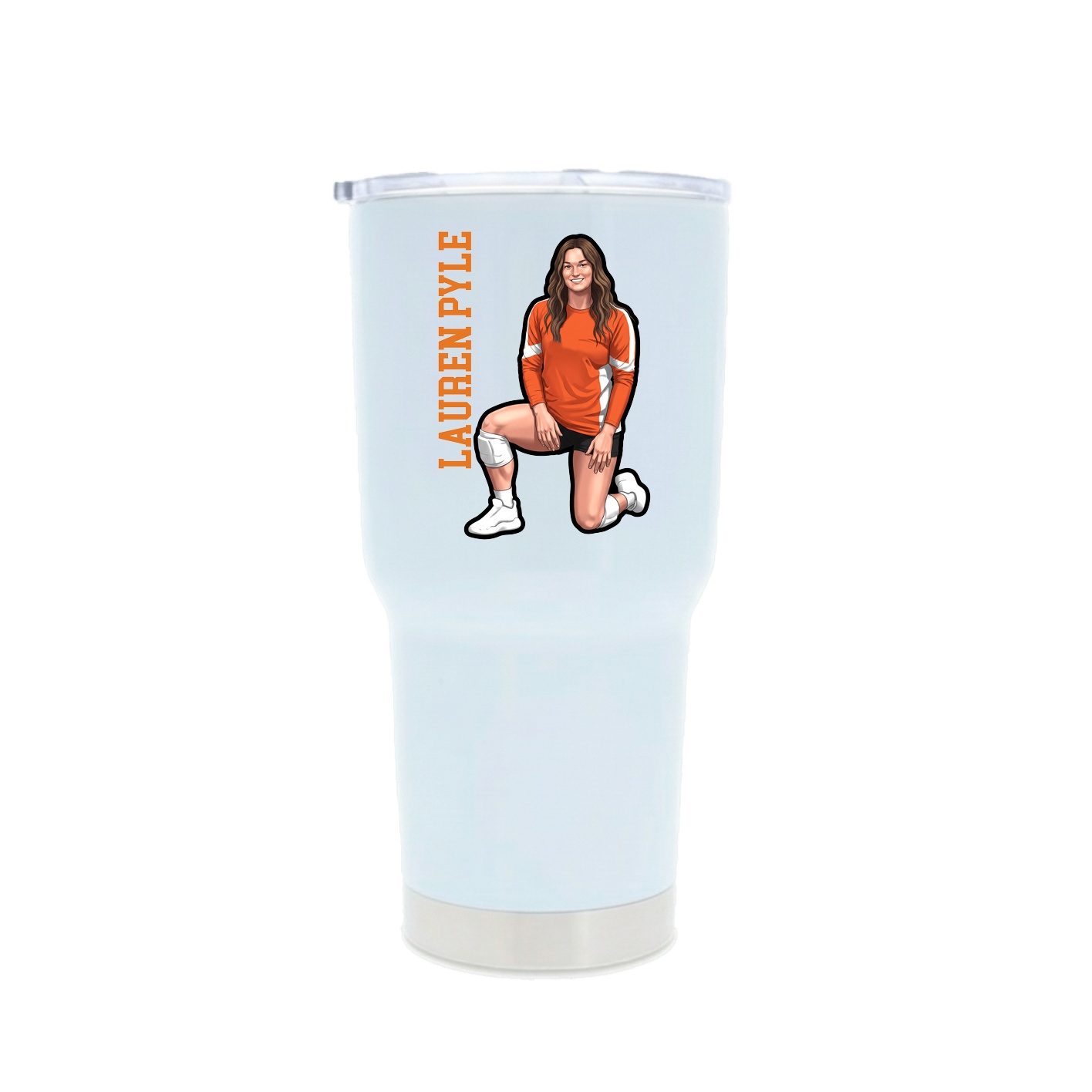 30oz Stainless Steel Tumbler — Name Vertical in White