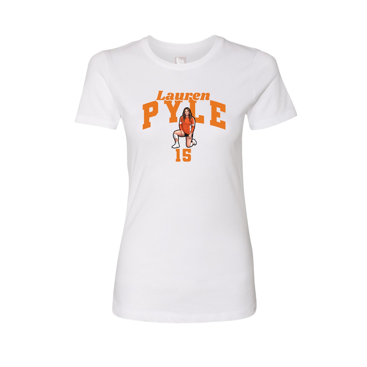 Fitted Women's Tee — Signature Arch in White