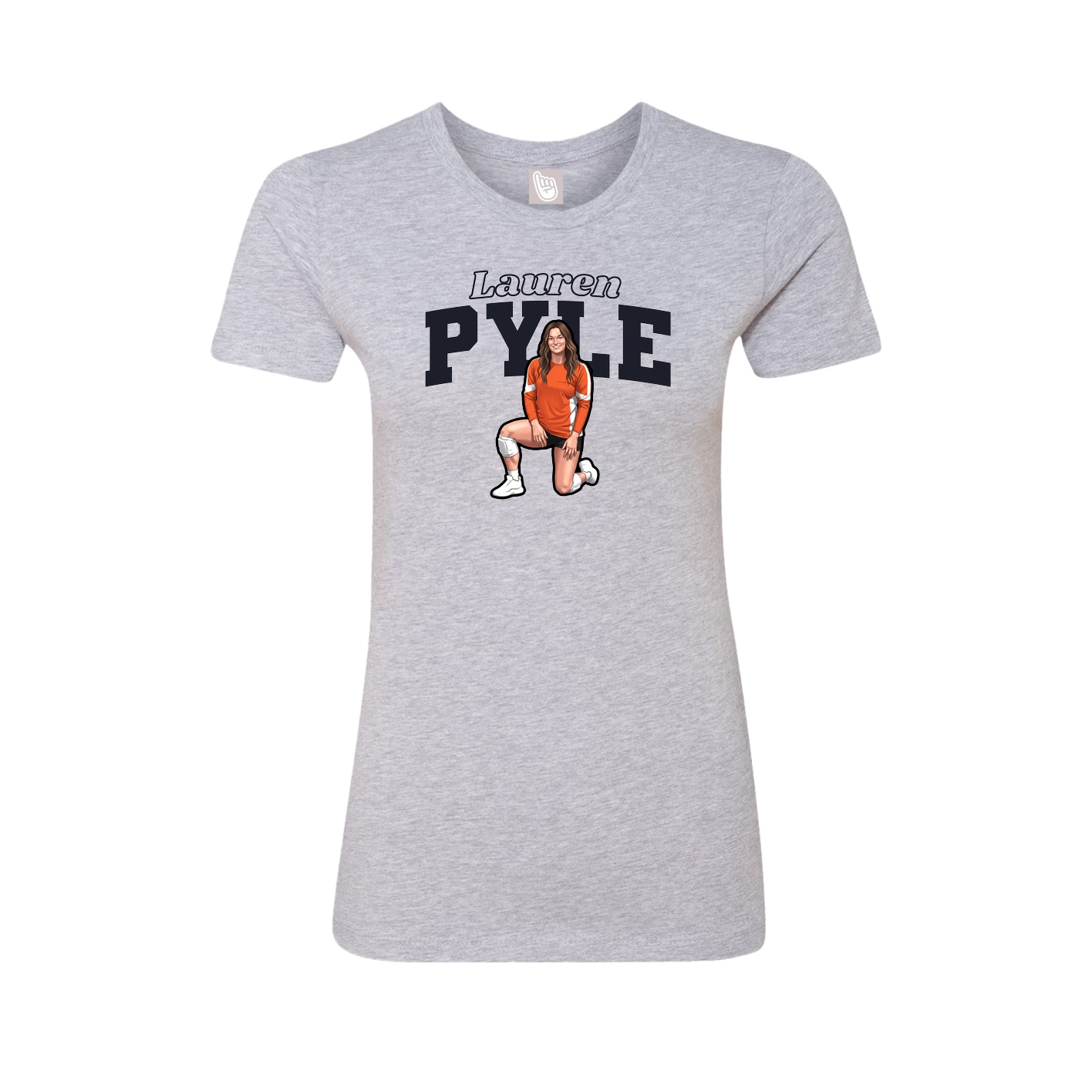 Fitted Women's Tee — Name Arch in Grey