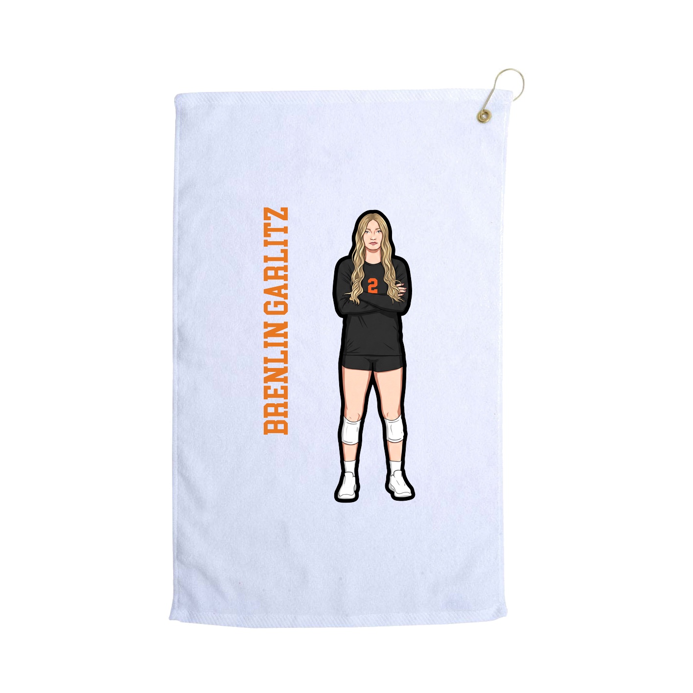 Golf Towel — Name Vertical in White
