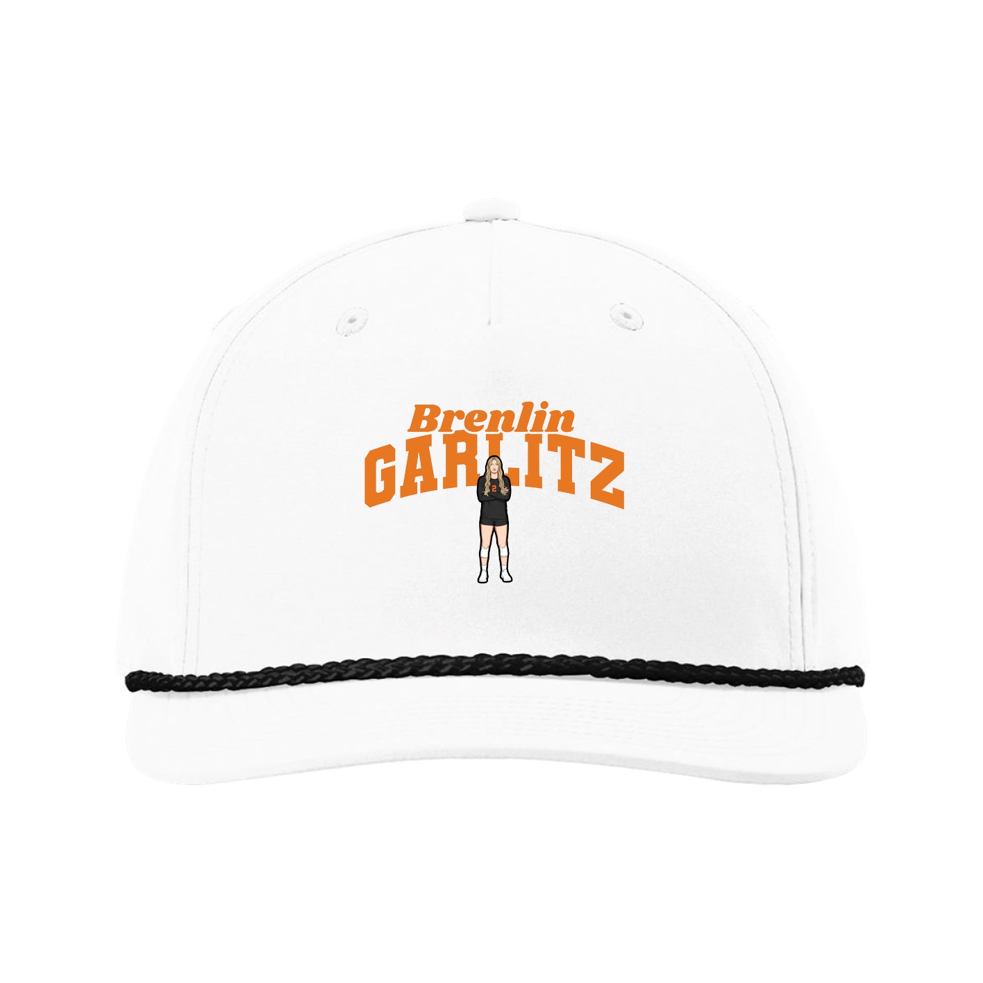 Five-Panel Classic Rope Cap — Signature Arch in White