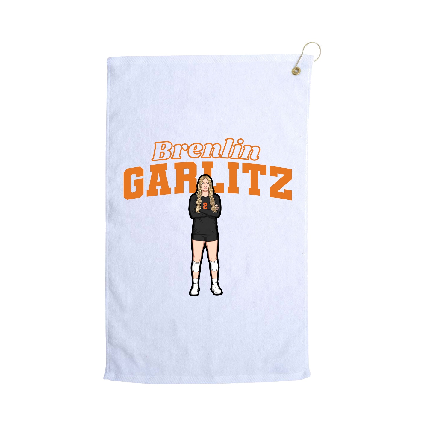 Golf Towel — Name Arch in White